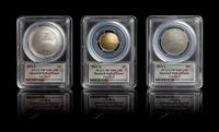 A Set of Three United States 2014 Baseball Hall of Fame Commemorative Coins With Pete Rose Autographed Case