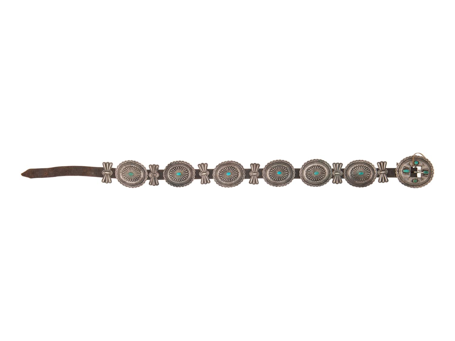 Navajo Silver and Turquoise Concha Belt
