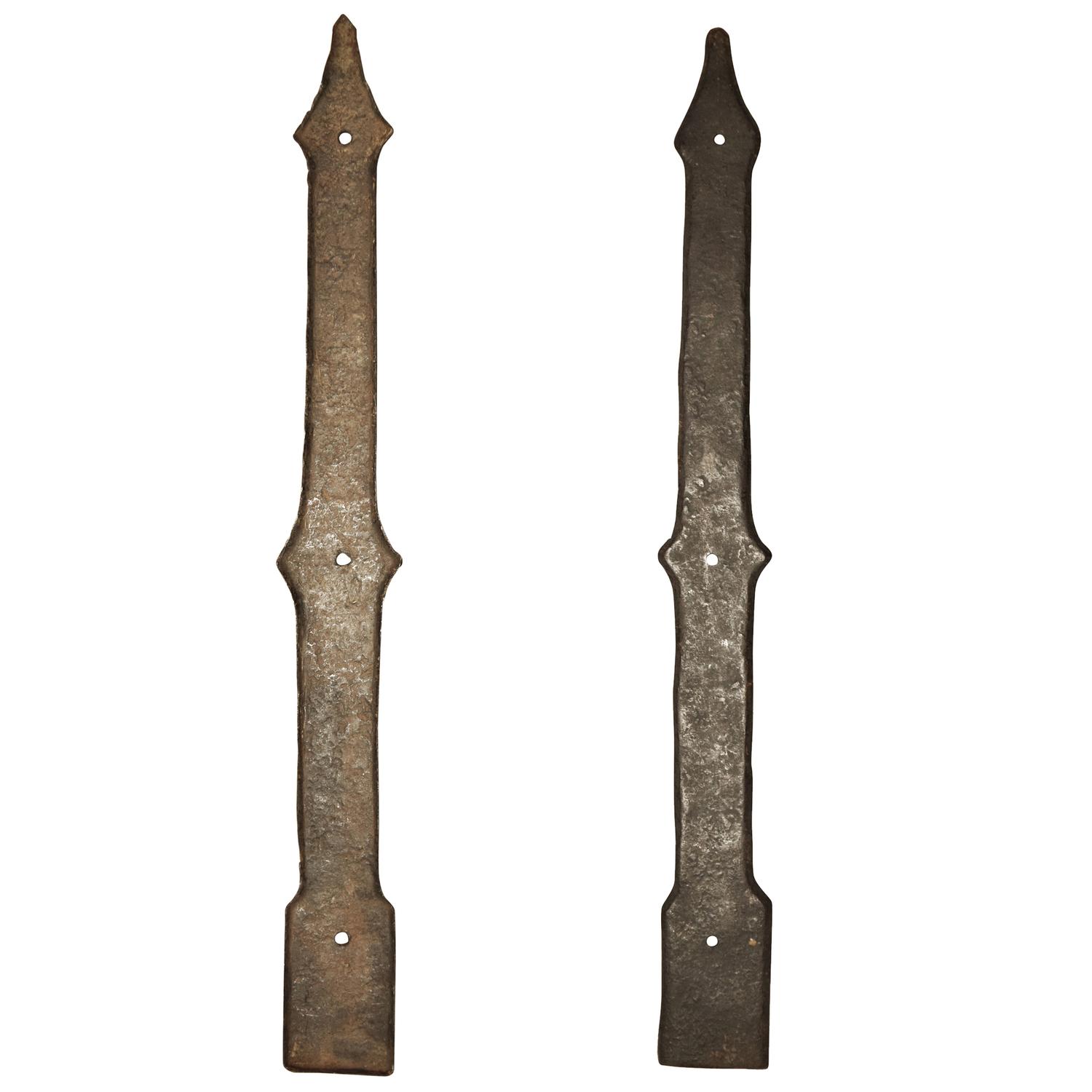 A Set of Two Wrought Iron Strap Hinges from the Estate of Jose Thenee 19.75" W x 2" D x .25" H — Argentina, 20th Century