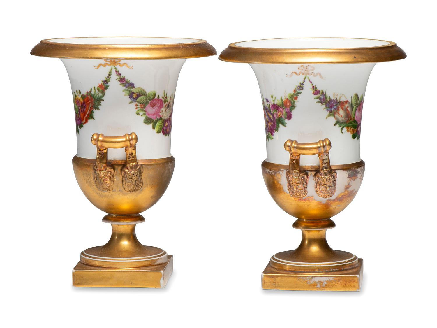 A Pair of Paris Porcelain Urn Vases