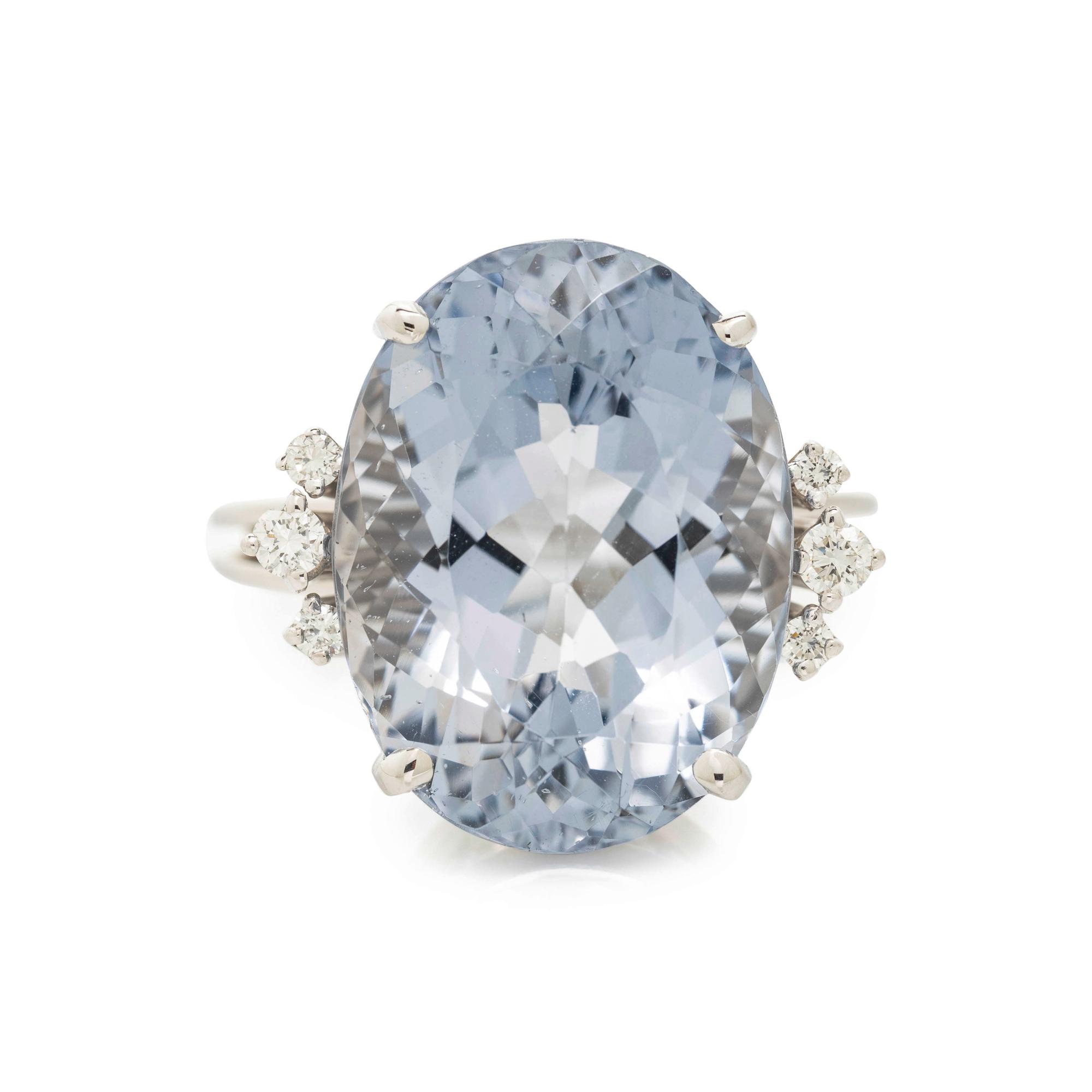GREY BERYL AND DIAMOND RING
