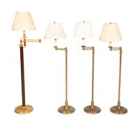 A Group of Four Brass Adjustable Floor Lamps