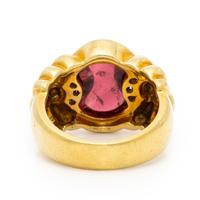 Pink Tourmaline, Diamond, and Yellow Gold Ring