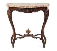 A Louis XV Style Walnut Console Table, LATE 19TH CENTURY, Height 39 1/2 x width 40 x depth 18 inches. — LATE 19TH CENTURY,