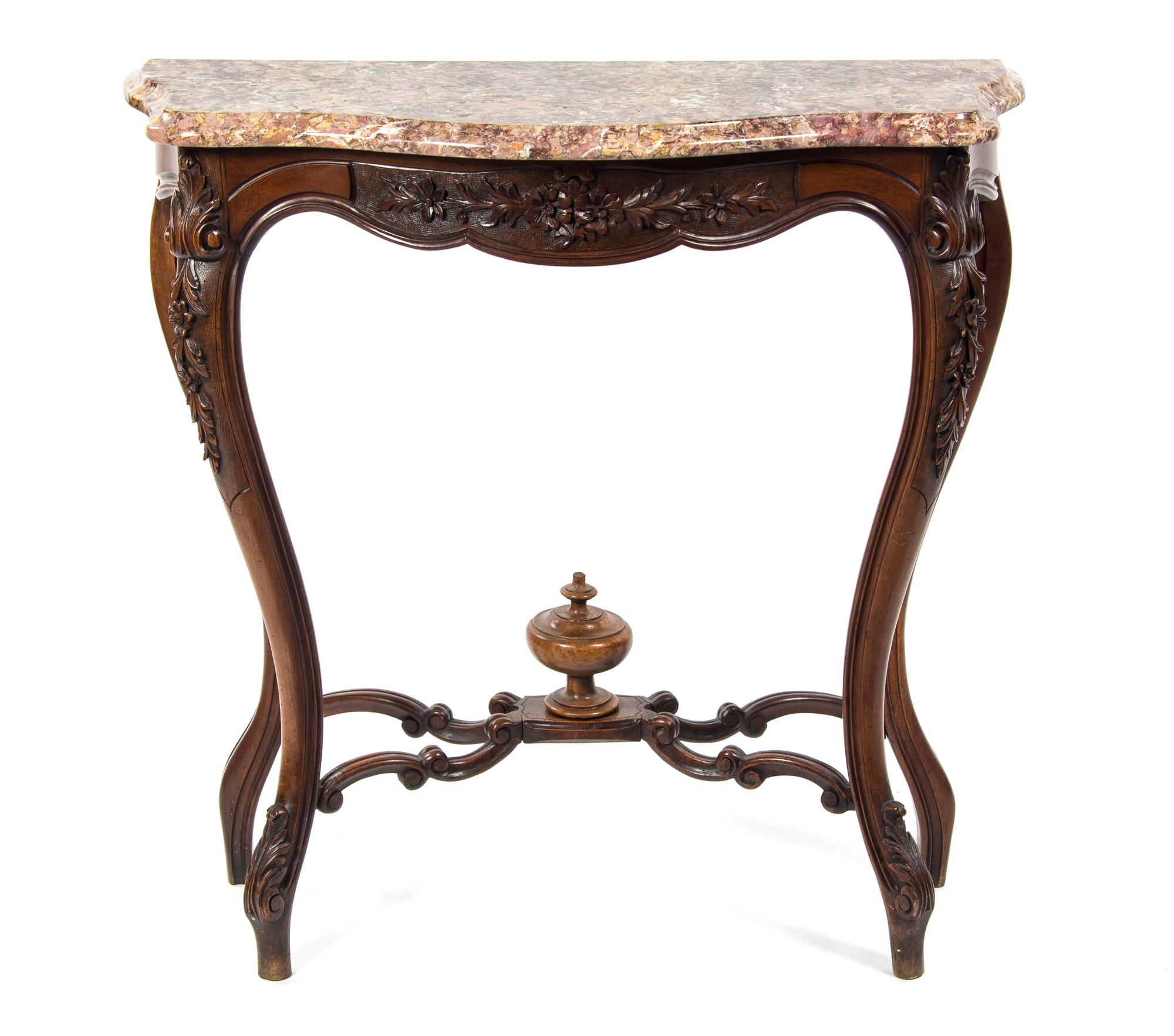 A Louis XV Style Walnut Console Table, LATE 19TH CENTURY, Height 39 1/2 x width 40 x depth 18 inches. — LATE 19TH CENTURY,