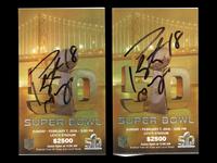 A Group of Two Peyton Manning Signed Autograph Super Bowl 50 Full Tickets,