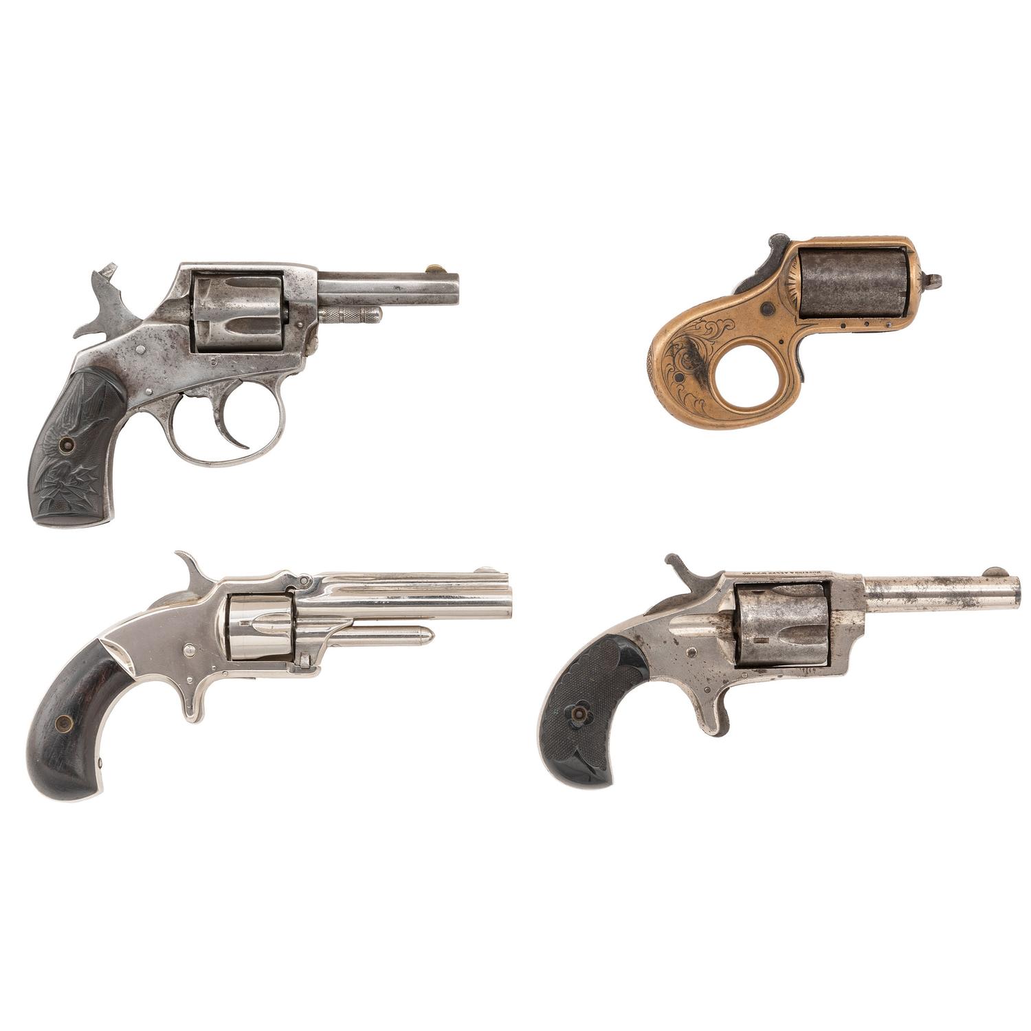 Lot of Four Late 19th Century Revolvers Including: Marlin, Hopkins & Allen, and Reid
