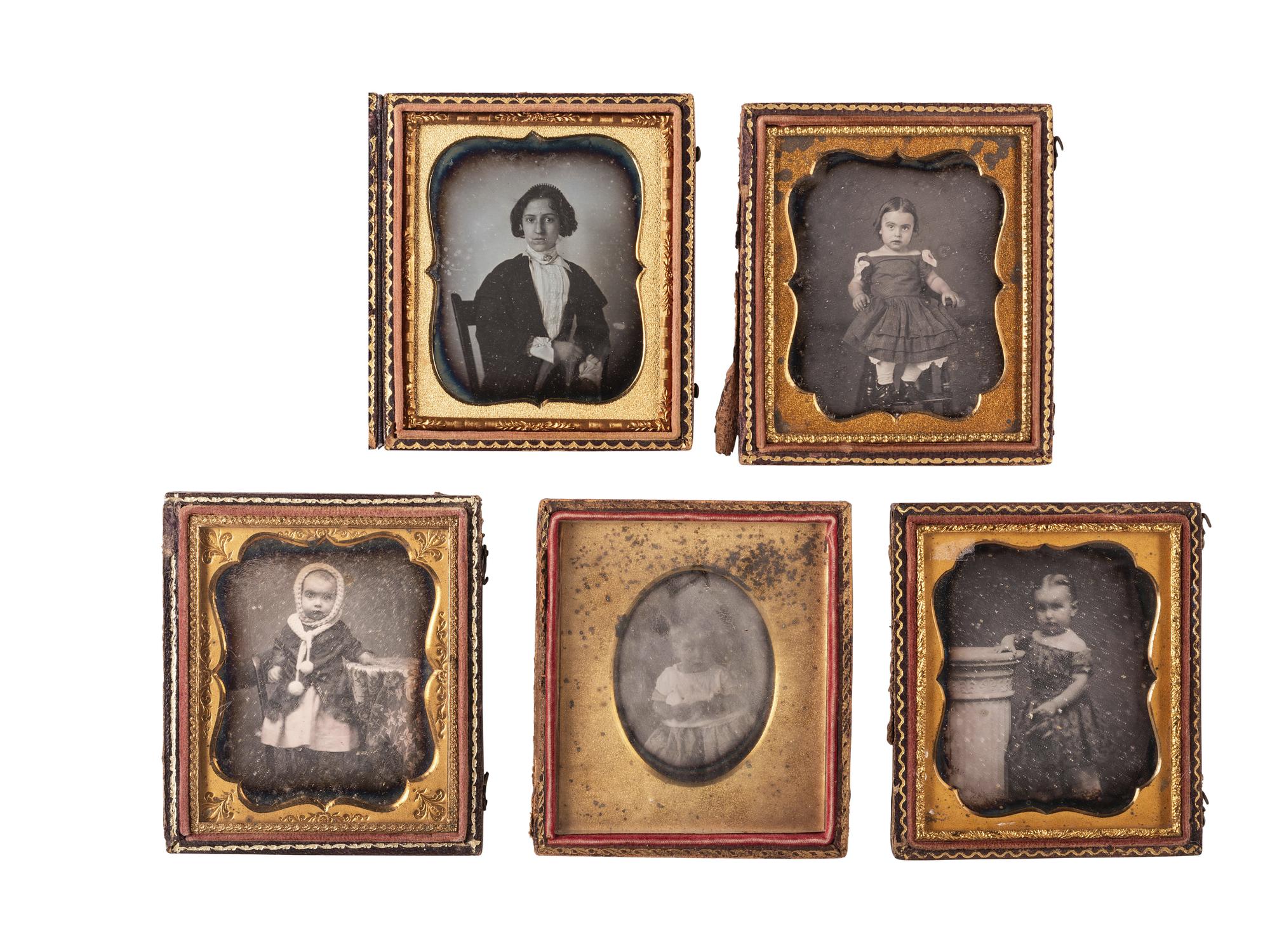 [EARLY PHOTOGRAPHY]. 37 sixth plate daguerreotypes and ambrotypes of young girls.