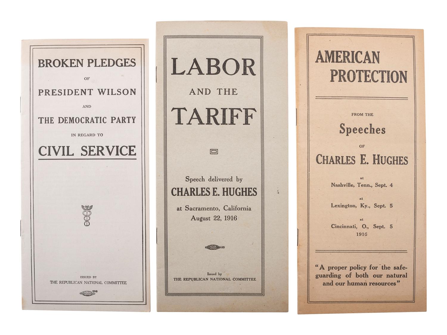 [HUGHES, Charles Evans (1862-1948)]. Ephemera from Hughes's 1916 presidential campaign.