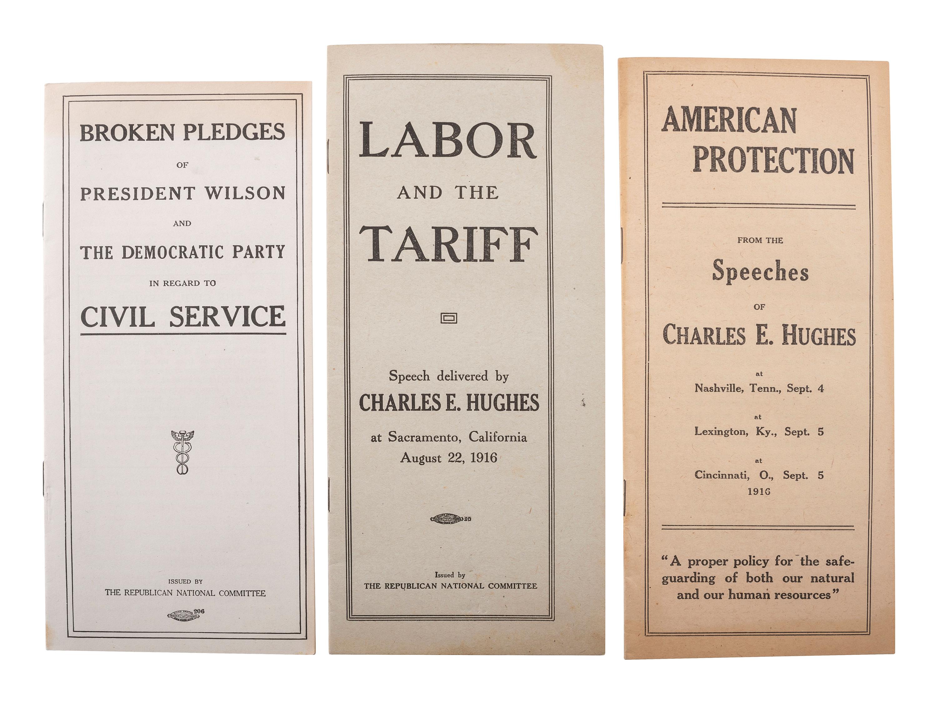 [HUGHES, Charles Evans (1862-1948)]. Ephemera from Hughes's 1916 presidential campaign.