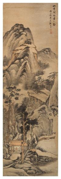 An Ink and Color Painting on Paper Scroll, , Landscape in the Style of Huang Gongwang