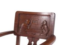 A German Carved Oak Bier Stube Armchair