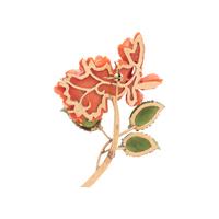 CORAL AND NEPHRITE FLOWER BROOCH