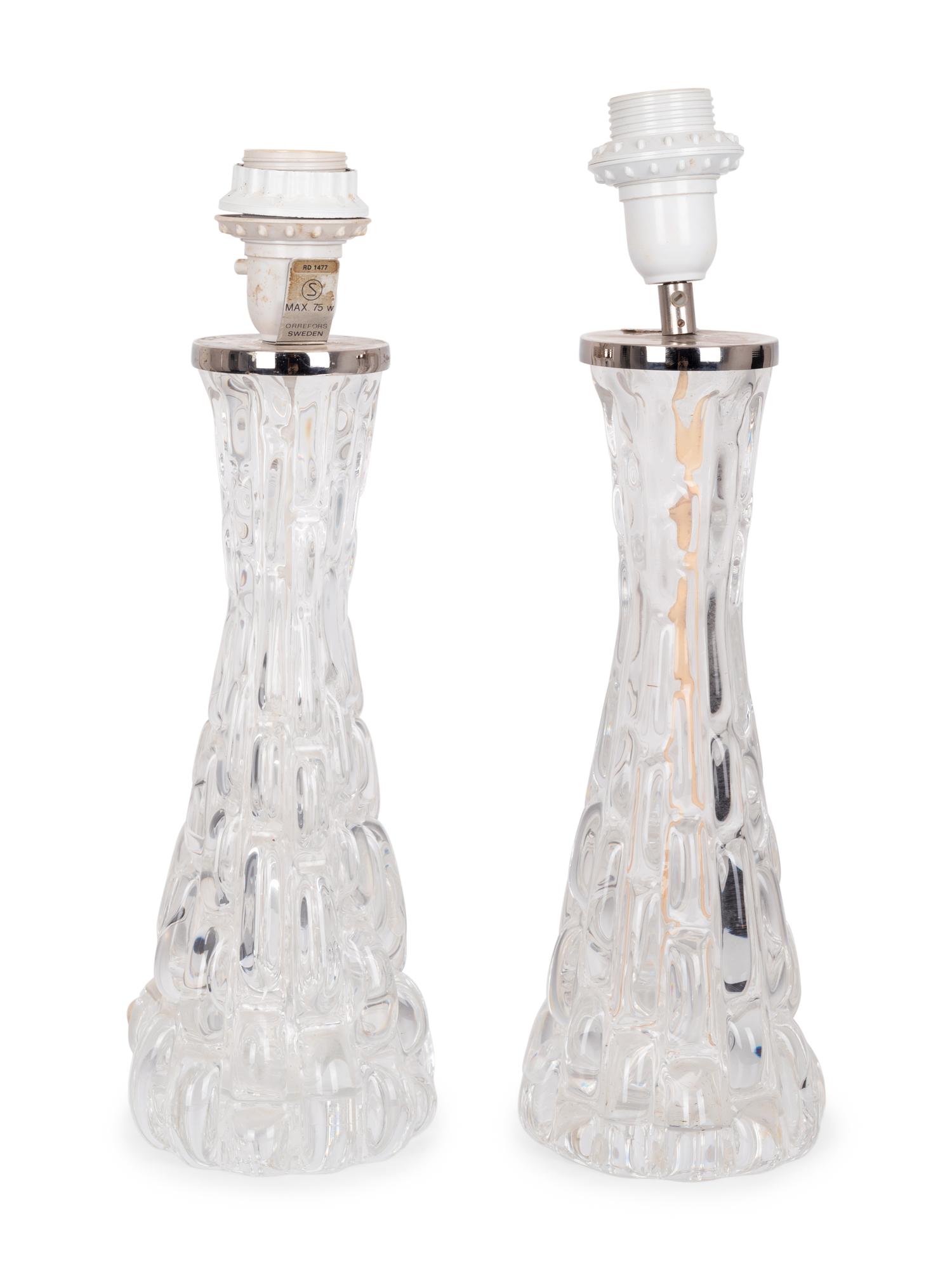 Pair of Table Lamps, c. 1965 Orrefors, Sweden