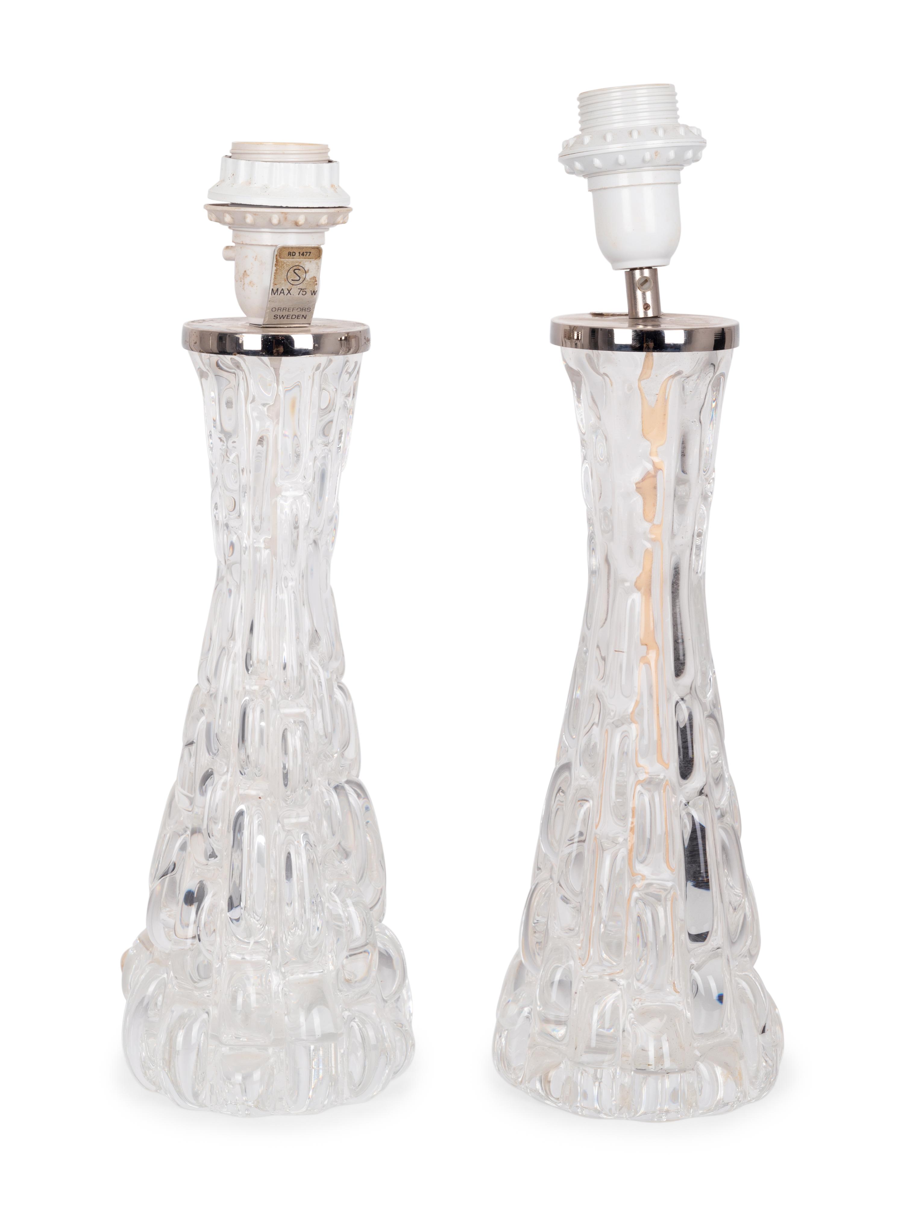 Pair of Table Lamps, c. 1965 Orrefors, Sweden