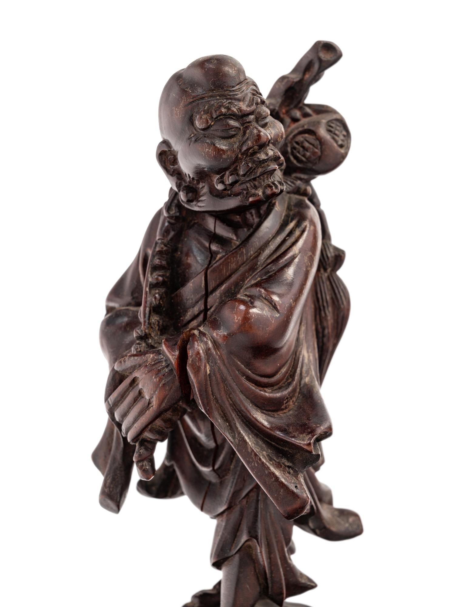 Three Chinese Carved Wood Figures