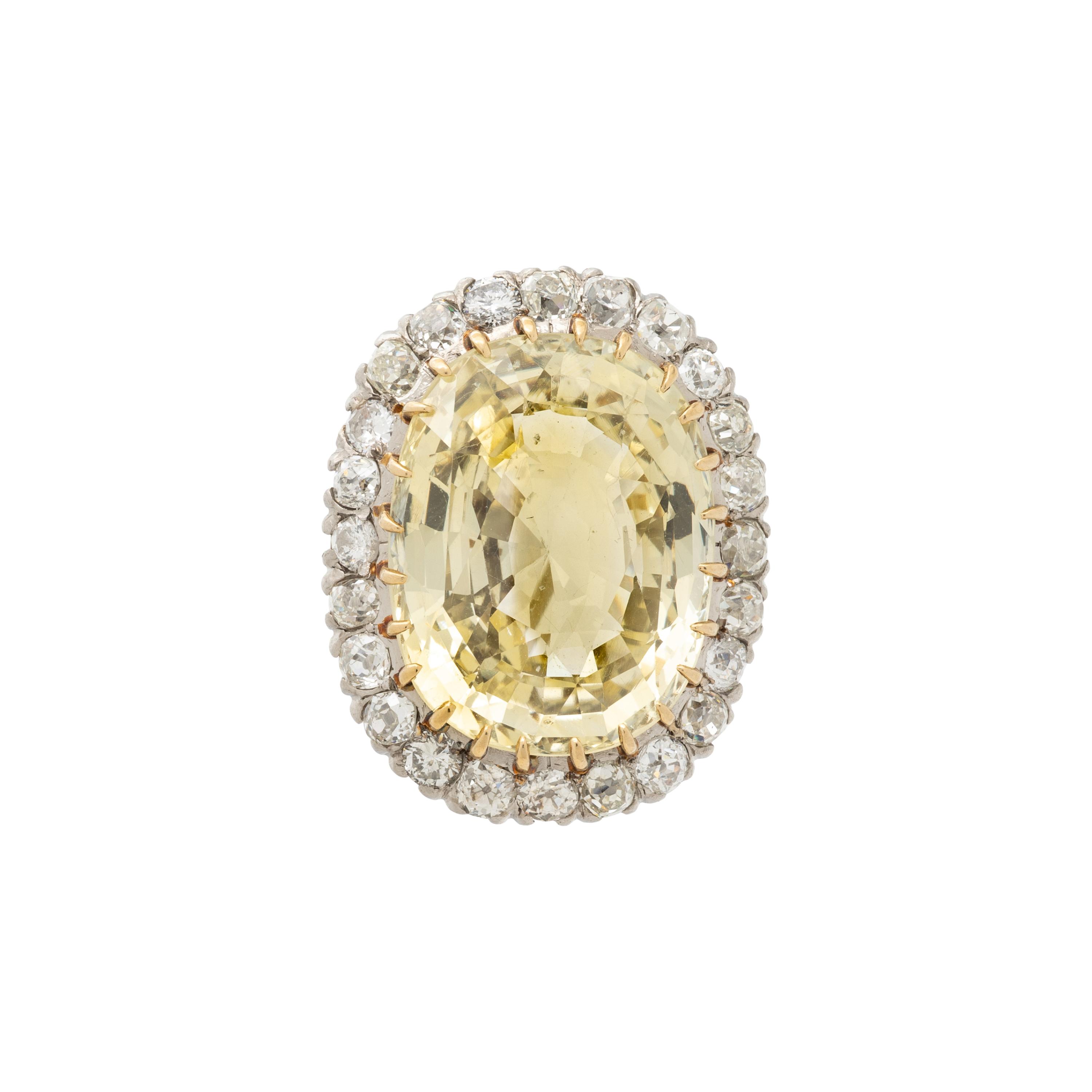 YELLOW SAPPHIRE AND DIAMOND BROOCH