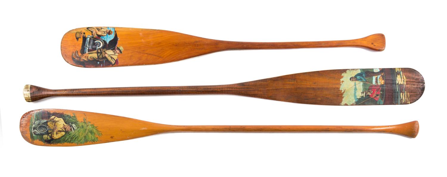 Three Painted Oars Length of longest 60 inches.