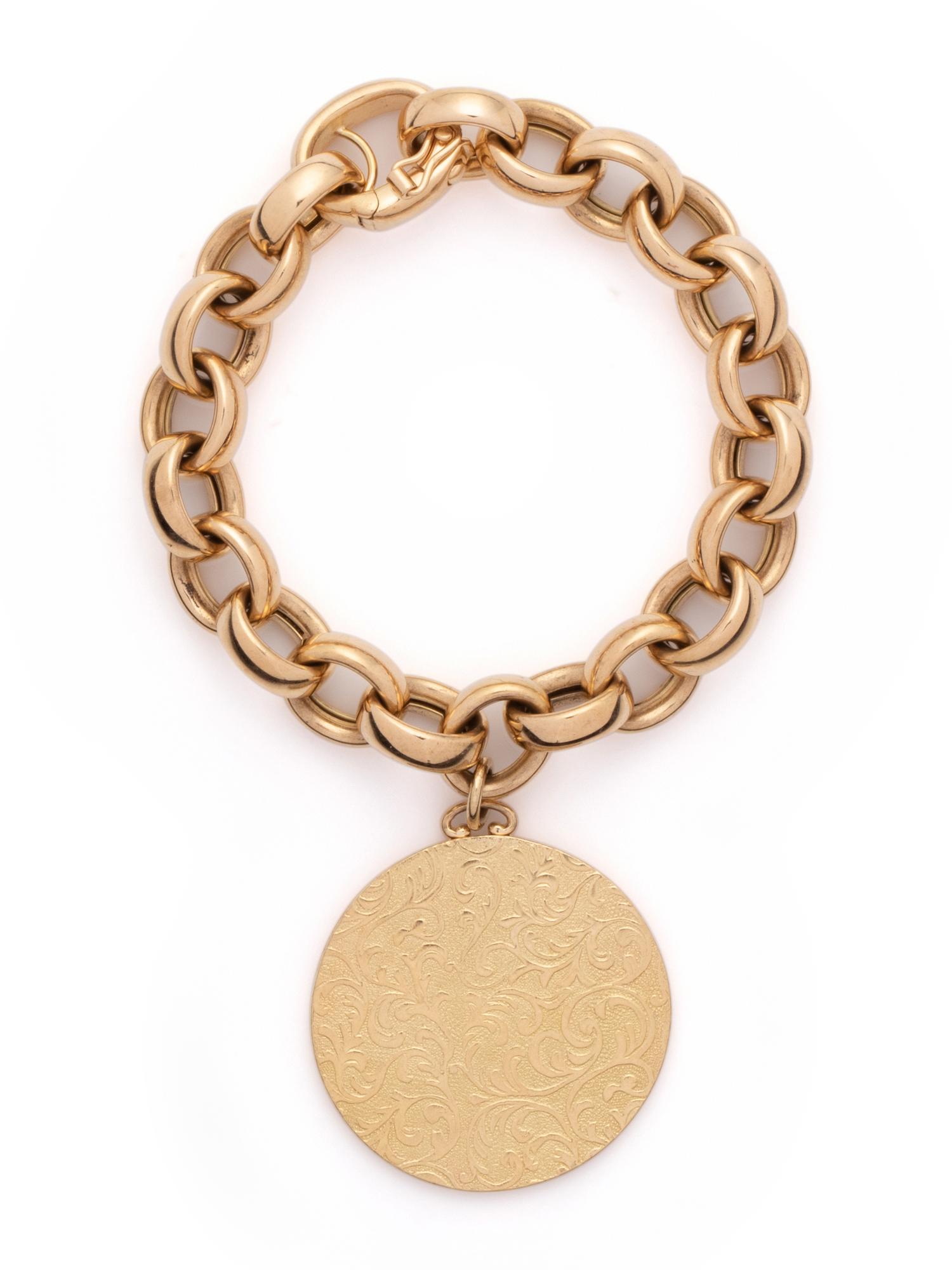 MONICA RICH KOSANN, YELLOW GOLD 'MARILYN' BRACELET AND 'VINE HALF LOCKET'