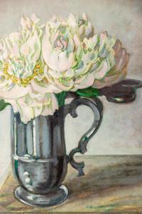 White Peonies in a Pewter Pot