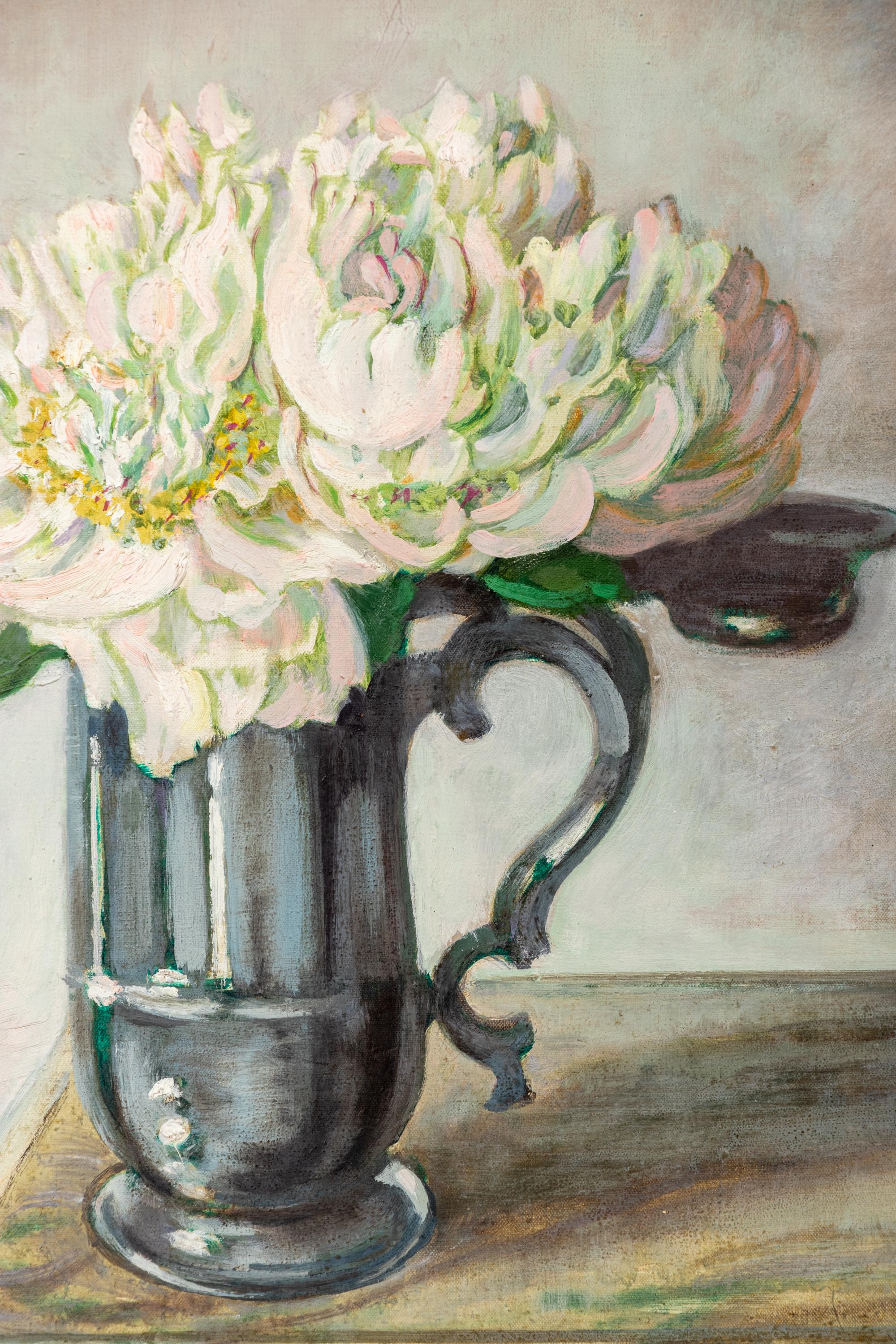 White Peonies in a Pewter Pot