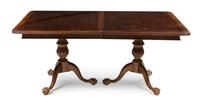 A Georgian Style Mahogany Double Pedestal Table, Height 30 x width 46 x depth 34 1/2 inches.