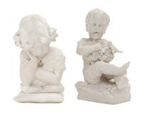 An Italian Carved Marble Figure, Height of first 8 1/4 inches.