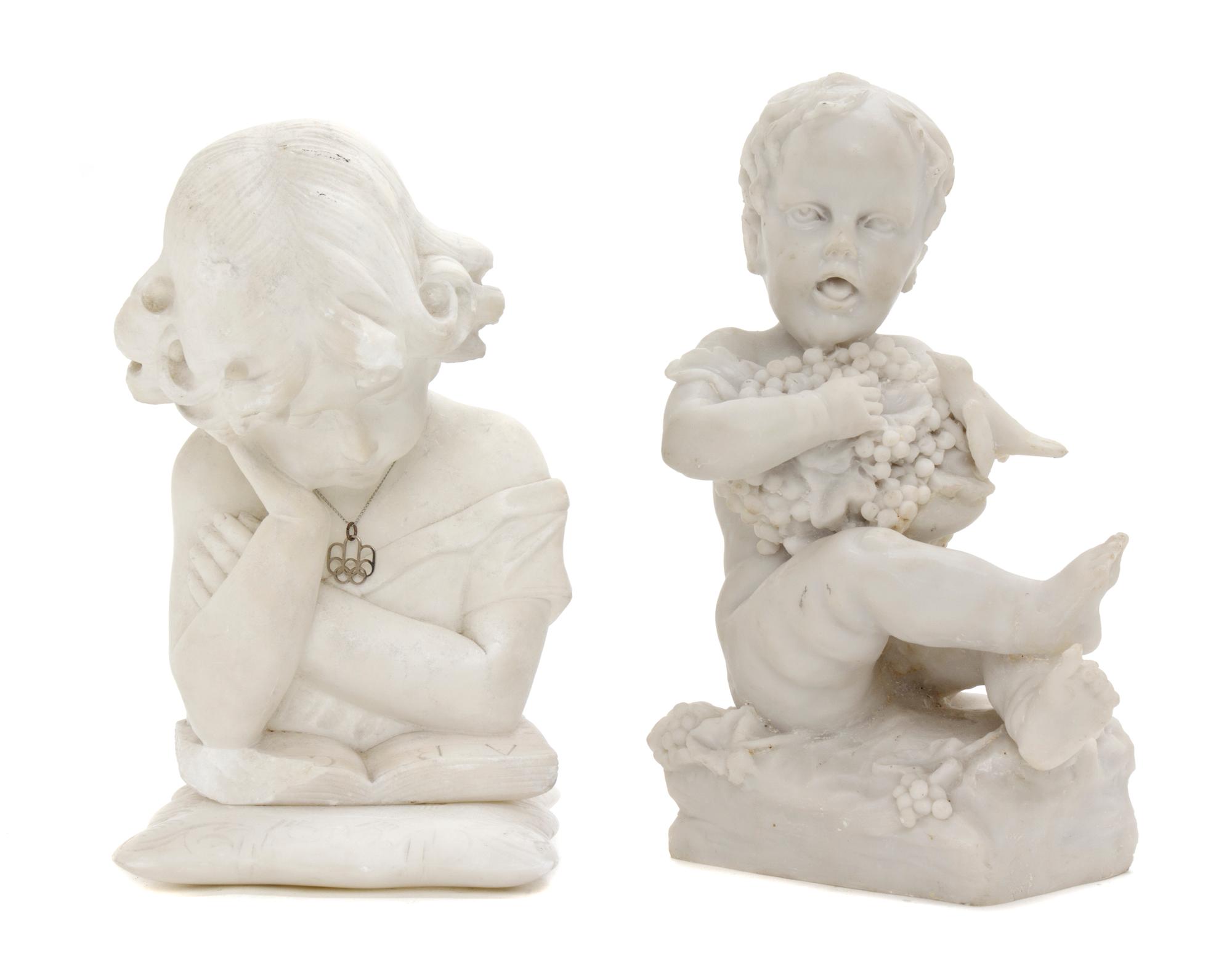 An Italian Carved Marble Figure, Height of first 8 1/4 inches.