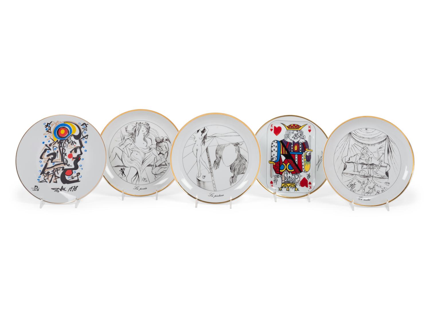 Five Continental Salvador Dali-Themed Porcelain Plates