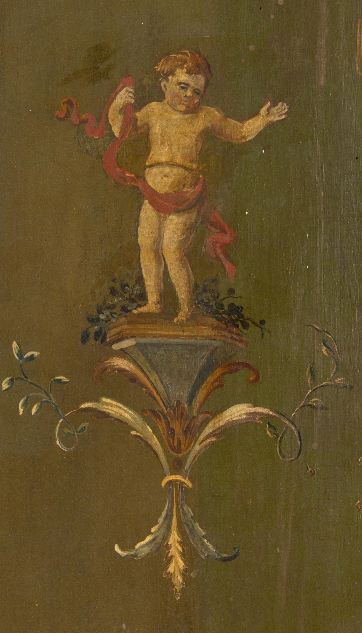 A Pair of Italian Painted and Parcel Gilt Doors