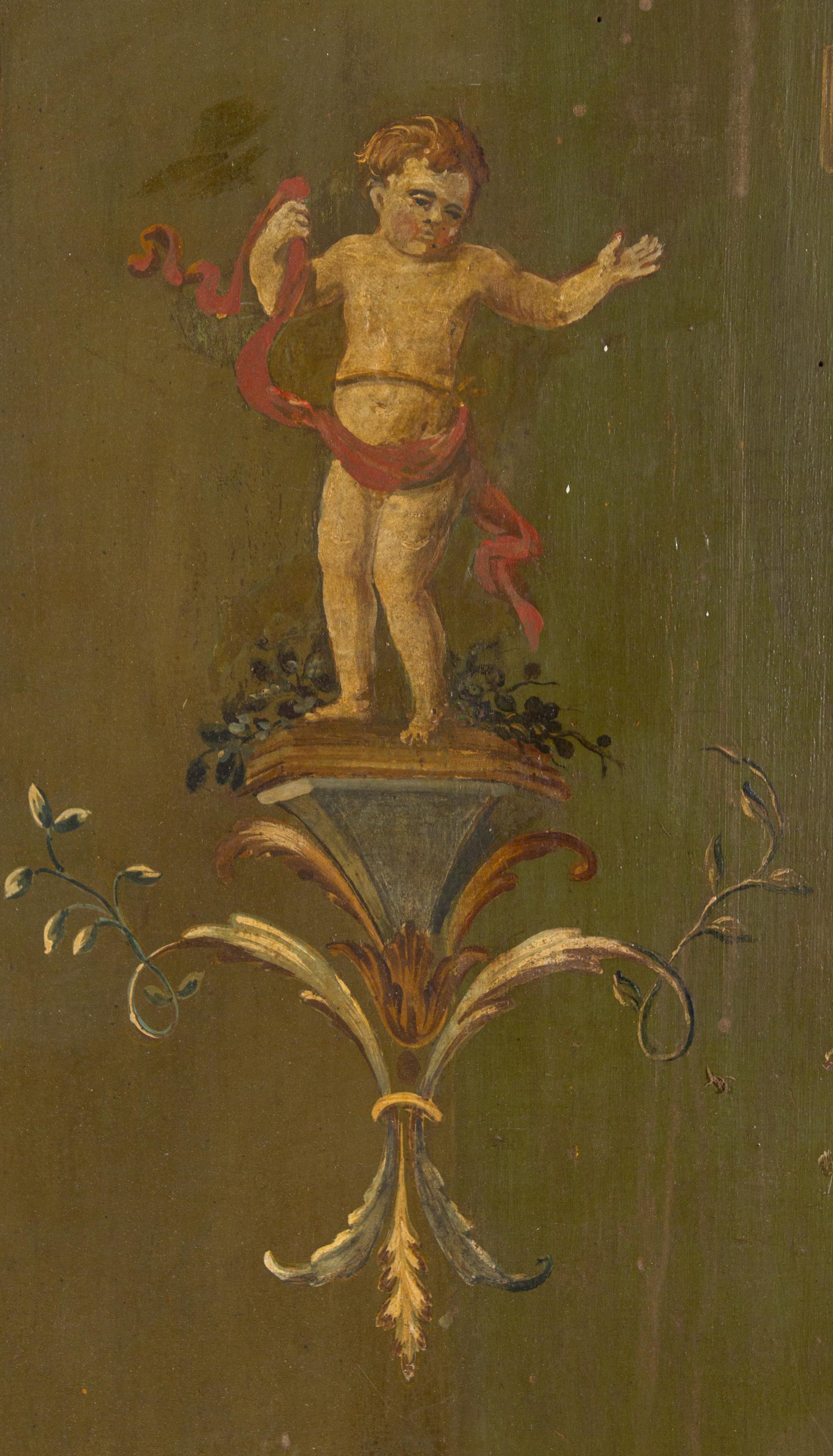 A Pair of Italian Painted and Parcel Gilt Doors