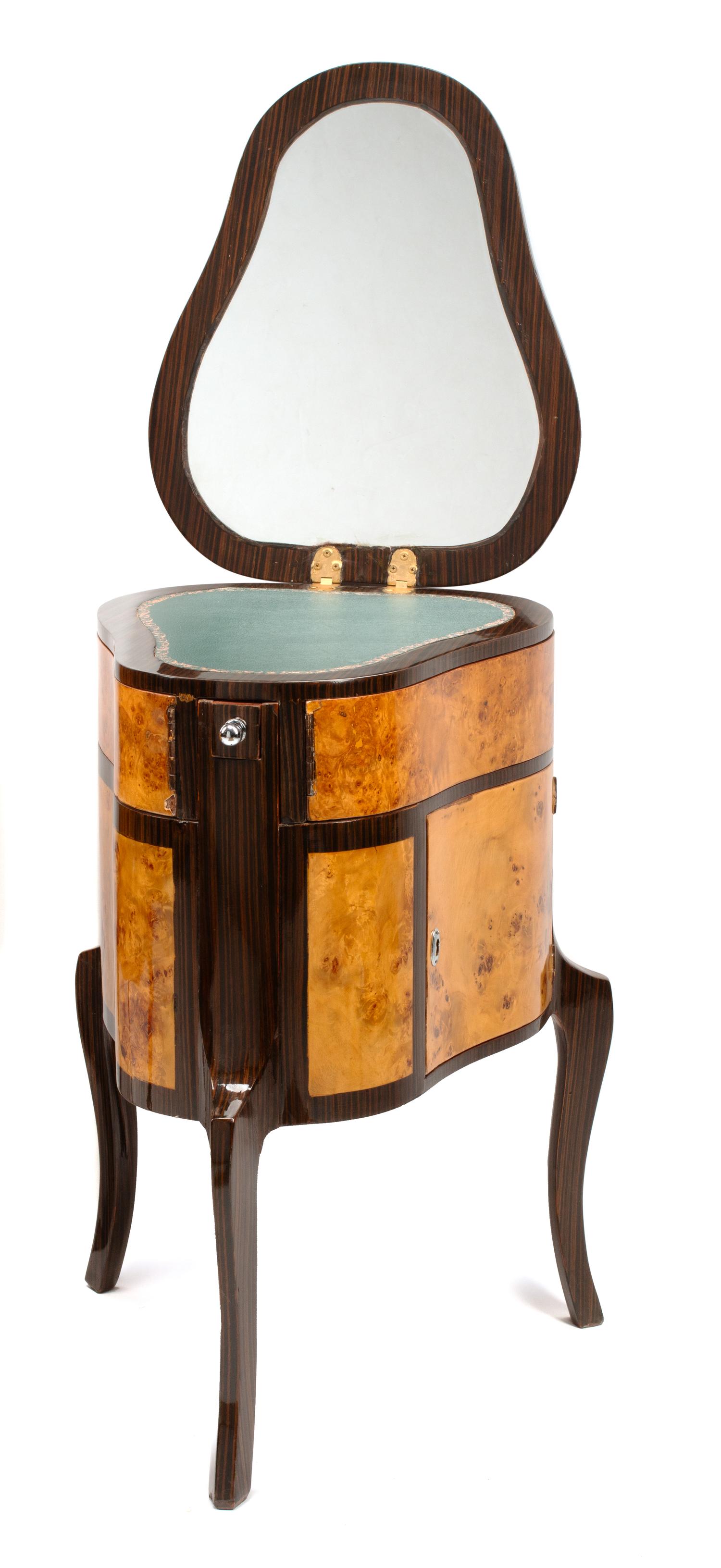 A Pair of Continental Burlwood and Rosewood Lift-Top Cabinets