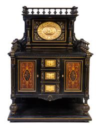 An American Aesthetic Movement Gilt Bronze Mounted Ebonized Server Height 73 x width 50 x depth 19 inches. — ATTRIBUTED TO KIMBEL & CABUS, NEW YORK, LATE 19TH CENTURY