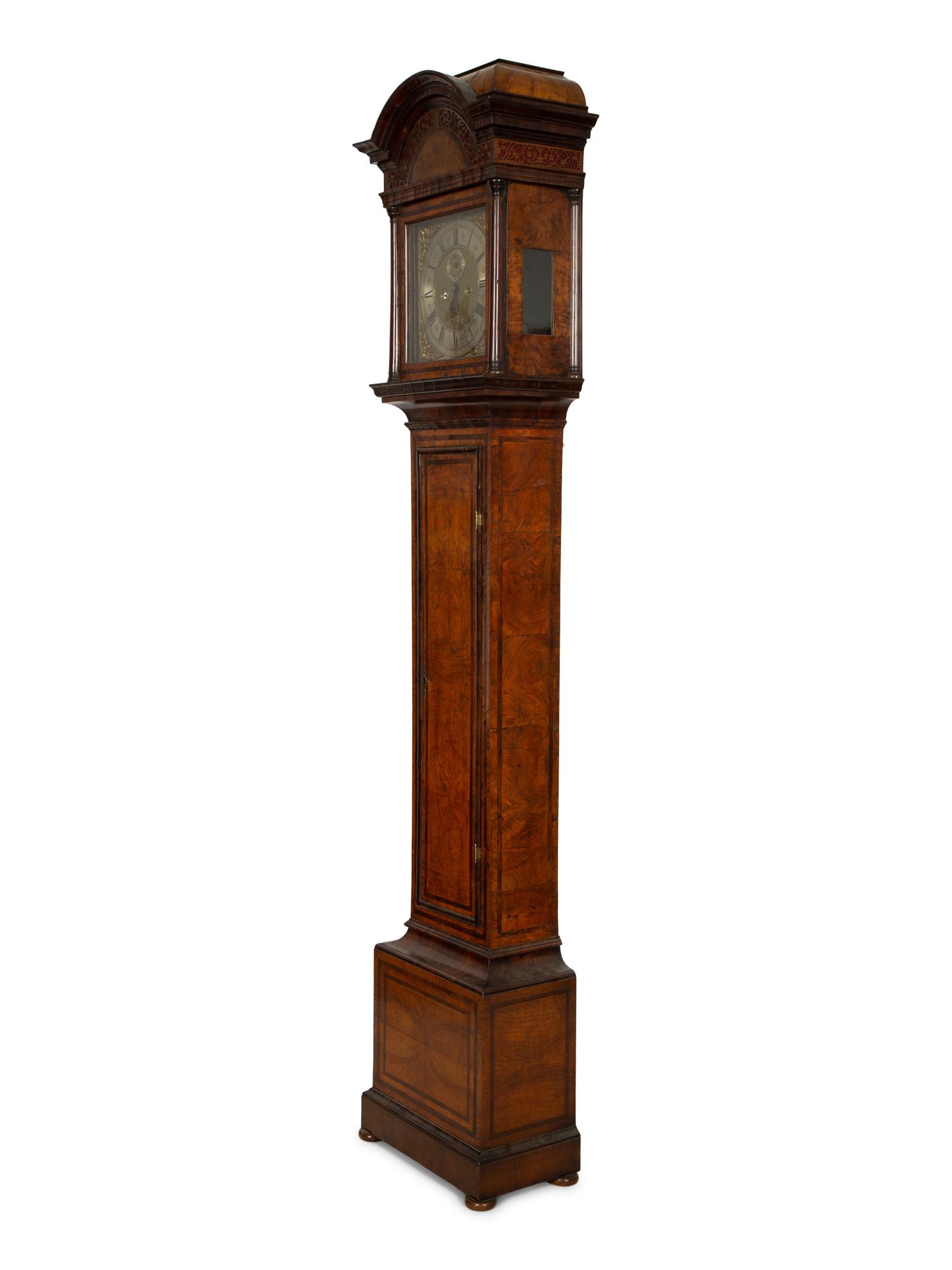 A Queen Anne Ash, Yew and Walnut Longcase Clock