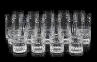A William Yeoward Glass Partial Stemware Service Height of tallest 6 1/2 inches.