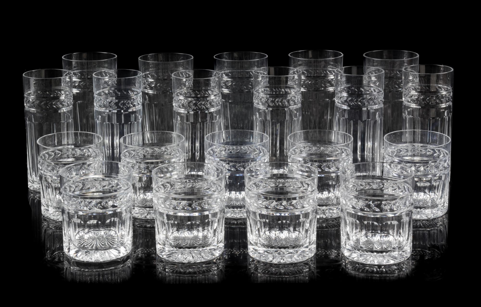 A William Yeoward Glass Partial Stemware Service Height of tallest 6 1/2 inches.