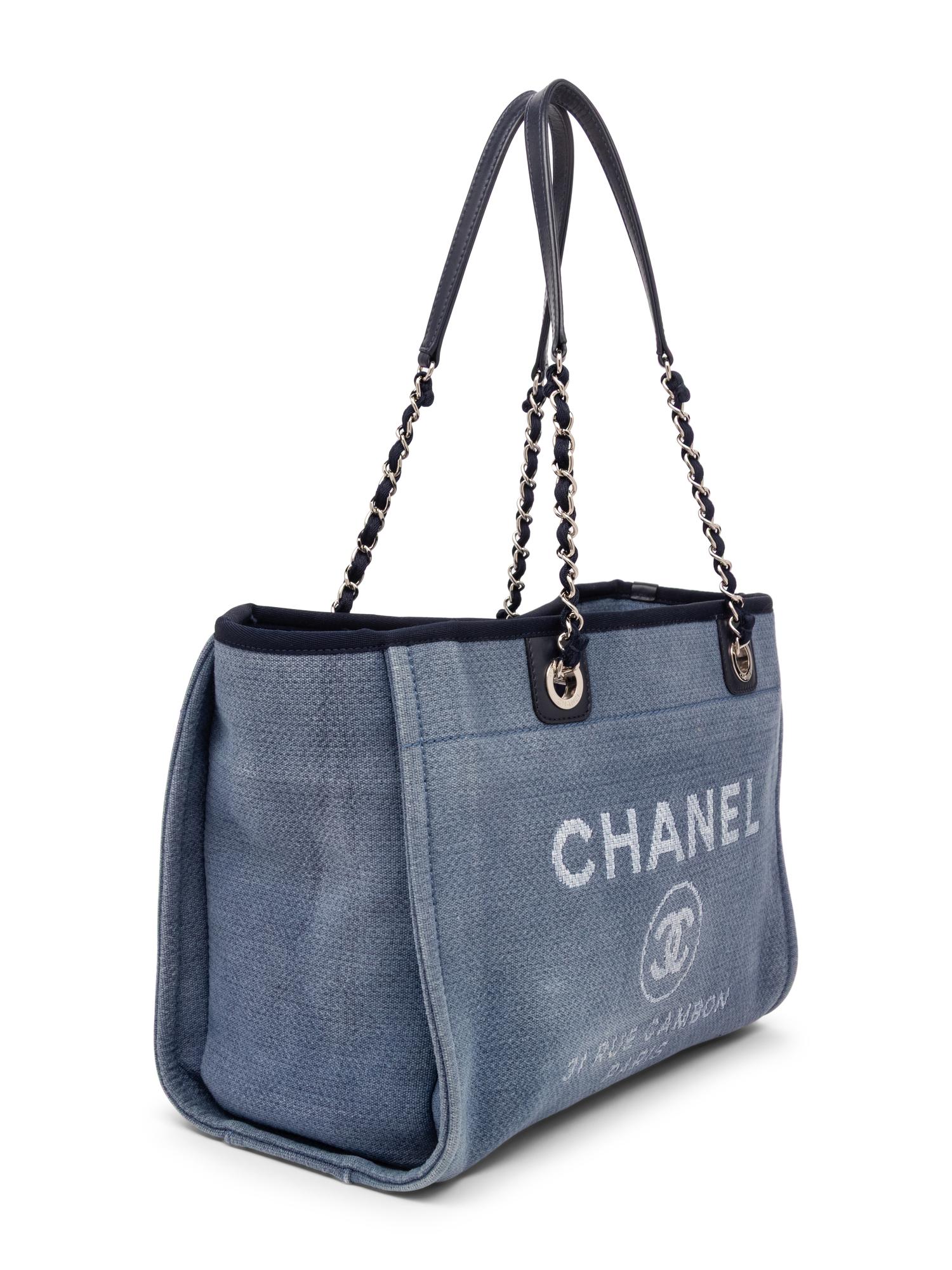 CHANEL, SMALL BLUE DEAUVILLE TOTE