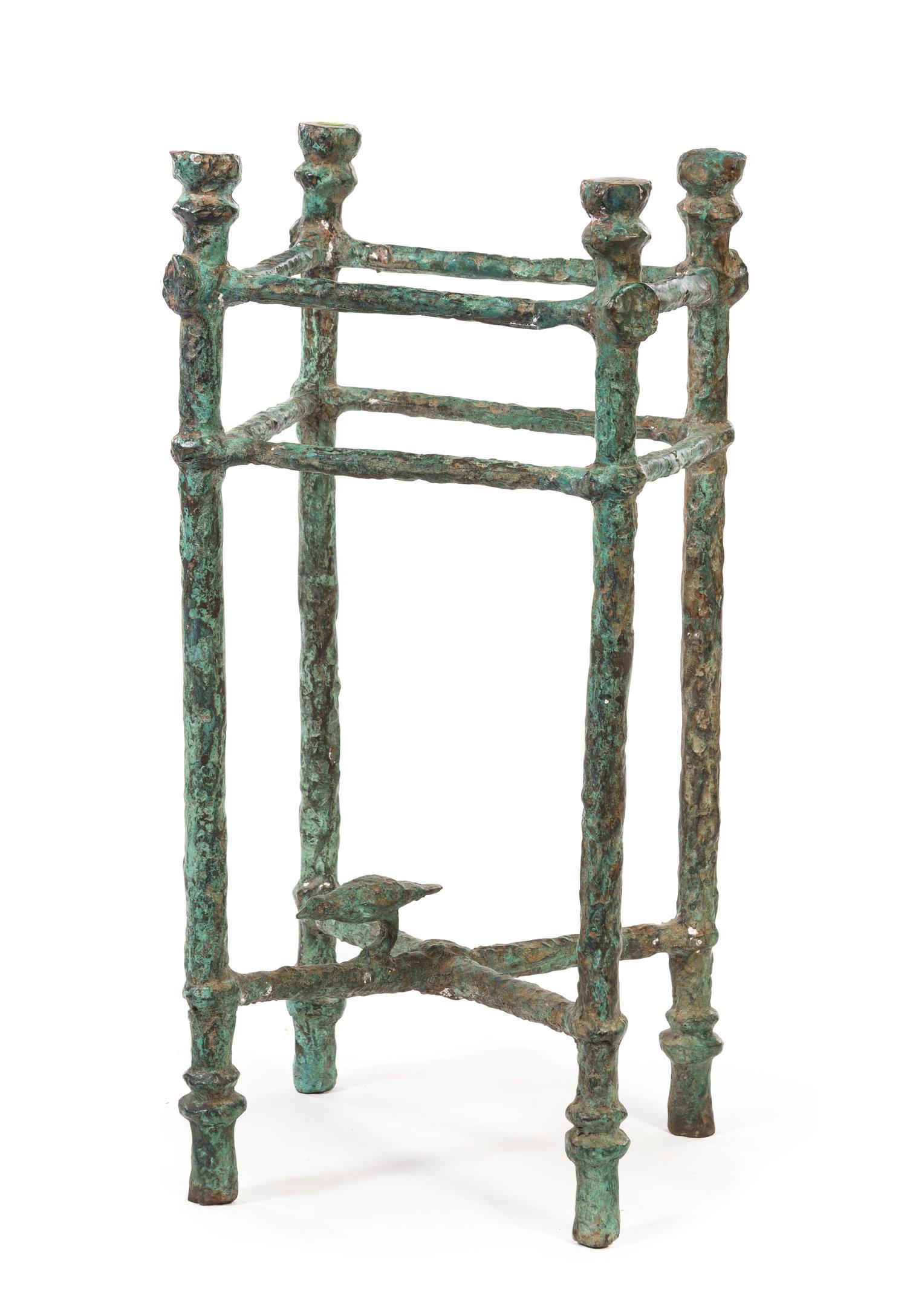 A Patinated Bronze Stand Height 25 3/4 x width 11 3/4 x depth 12 1/8 inches. — MANNER OF DIEGO GIACOMETTI