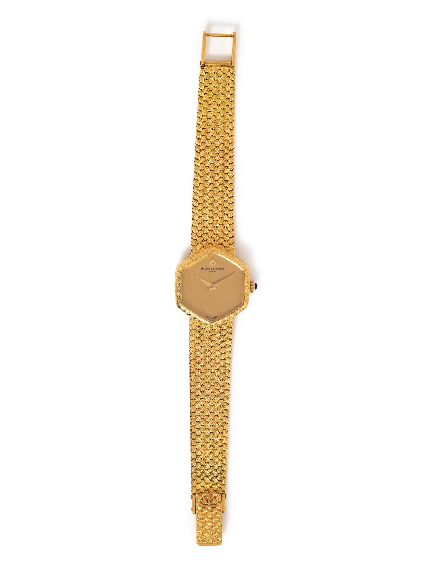 An 18 Karat Yellow Gold Wristwatch, Baume & Mercier,
