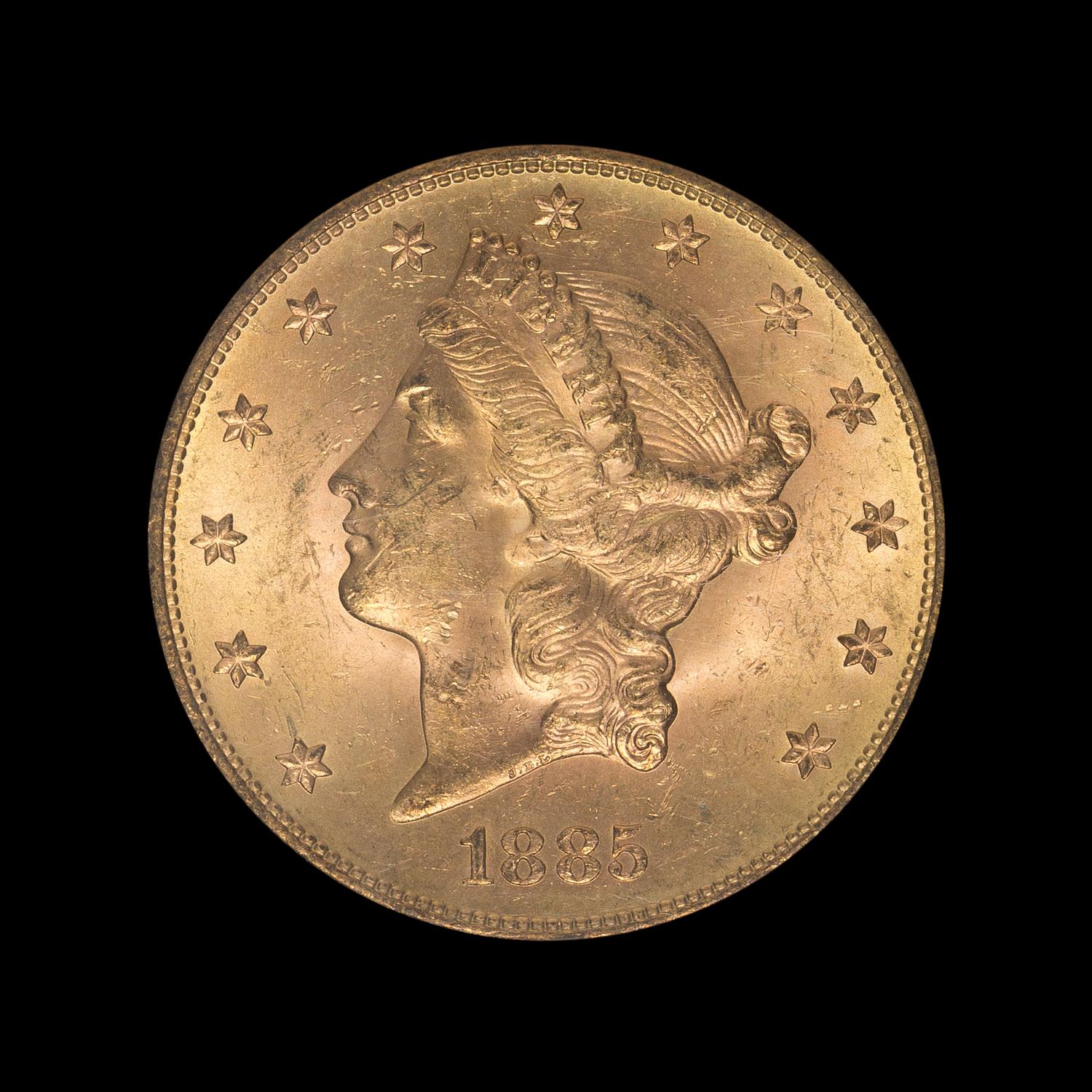 A United States 1885-S Liberty Head $20 Gold Coin