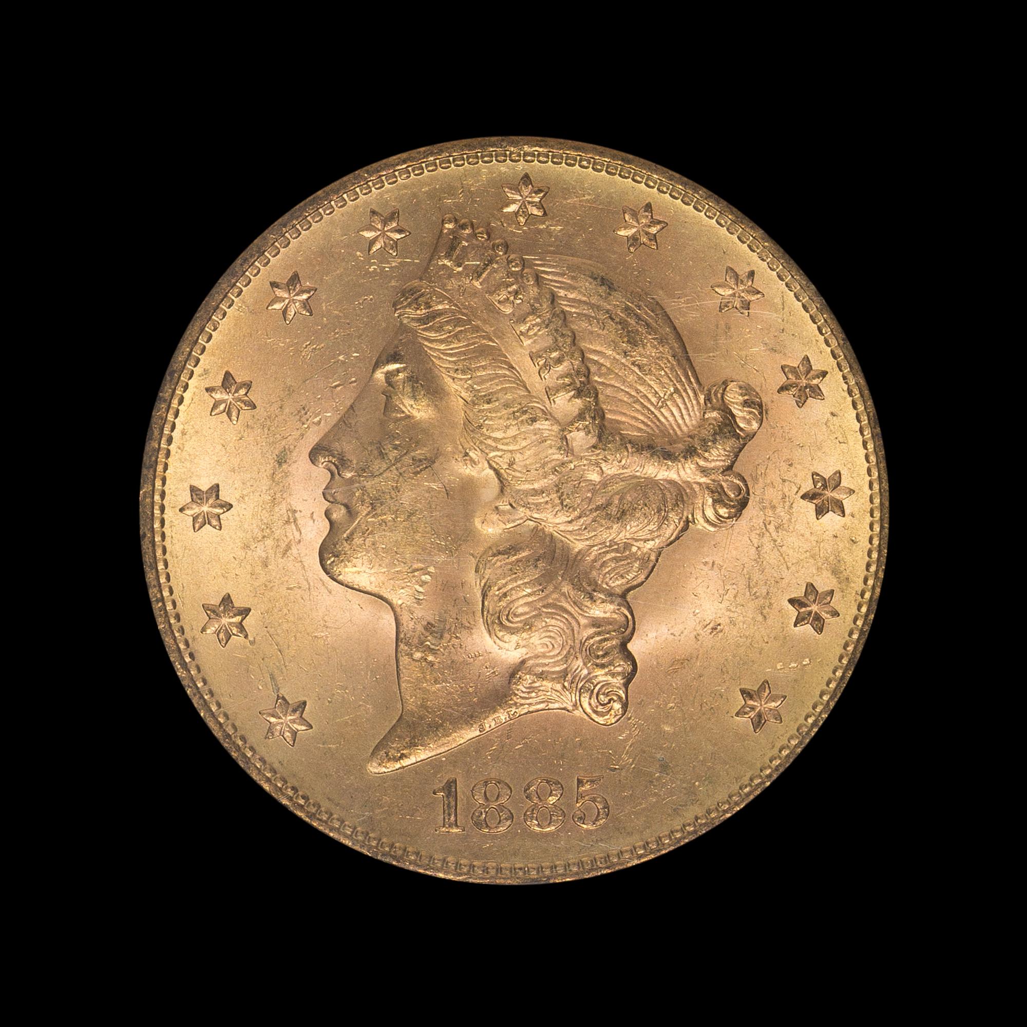 A United States 1885-S Liberty Head $20 Gold Coin