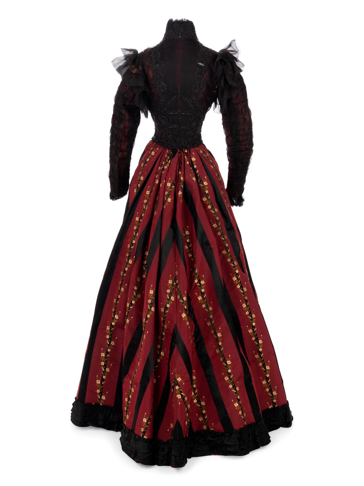 Two-Piece Striped Silk Evening Dress, 1890s