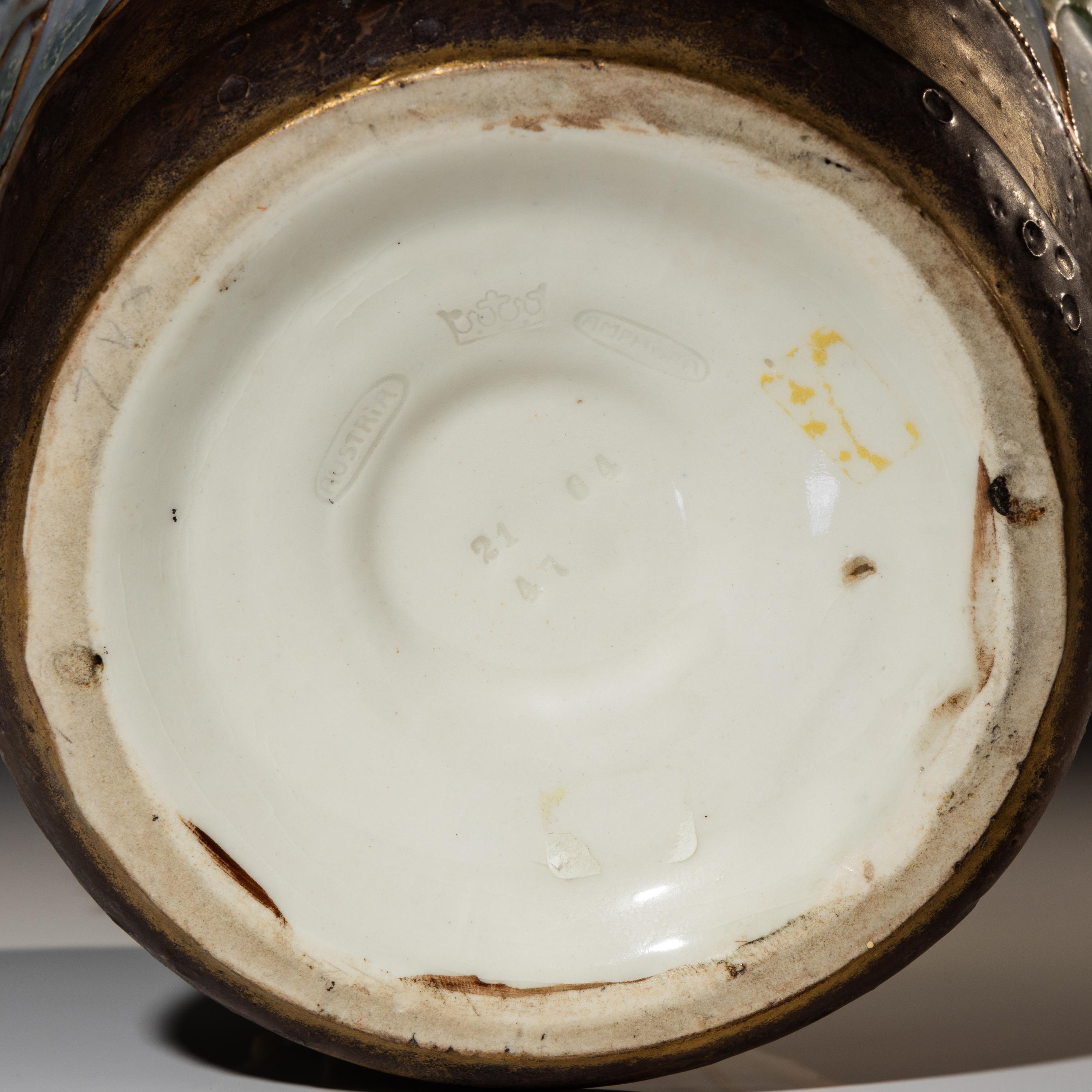 Amphora Jardinière with Art Nouveau Leaf motif