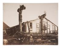 [NATIVE AMERICANS]. STODDARD, Seneca Ray (1844-1917), photographer. A group of 2 photographs of Tlingit Chief Shakes totem poles and home, Fort Wrangell, Alaska.