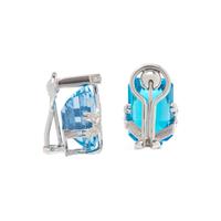 BLUE TOPAZ AND DIAMOND EARCLIPS