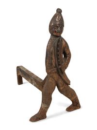 A Pair of Iron Andirons with Hessian Soldiers