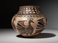 Polychrome Pottery Olla, with Parrots