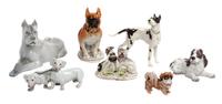 Seven Continental Porcelain Figures or Figural Groups Width of widest 13 inches. — 20TH CENTURY