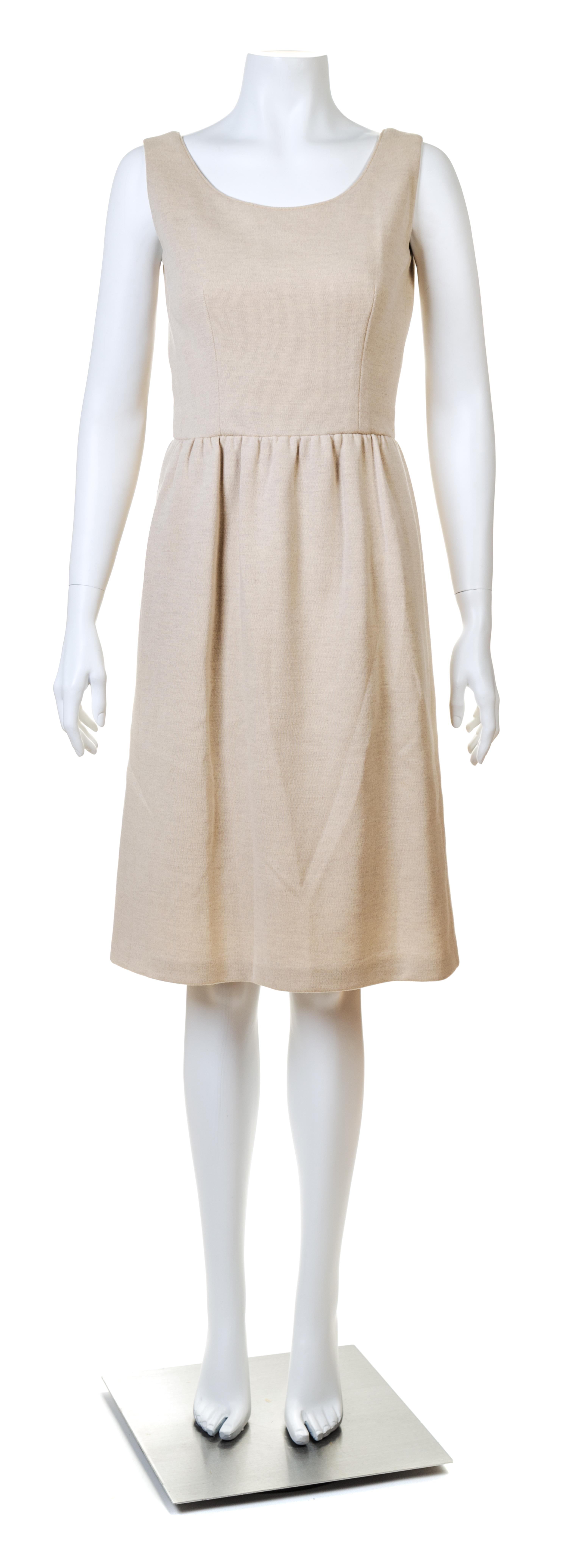 A Norman Norell Oatmeal Wool Sleeveless Dress, No size.