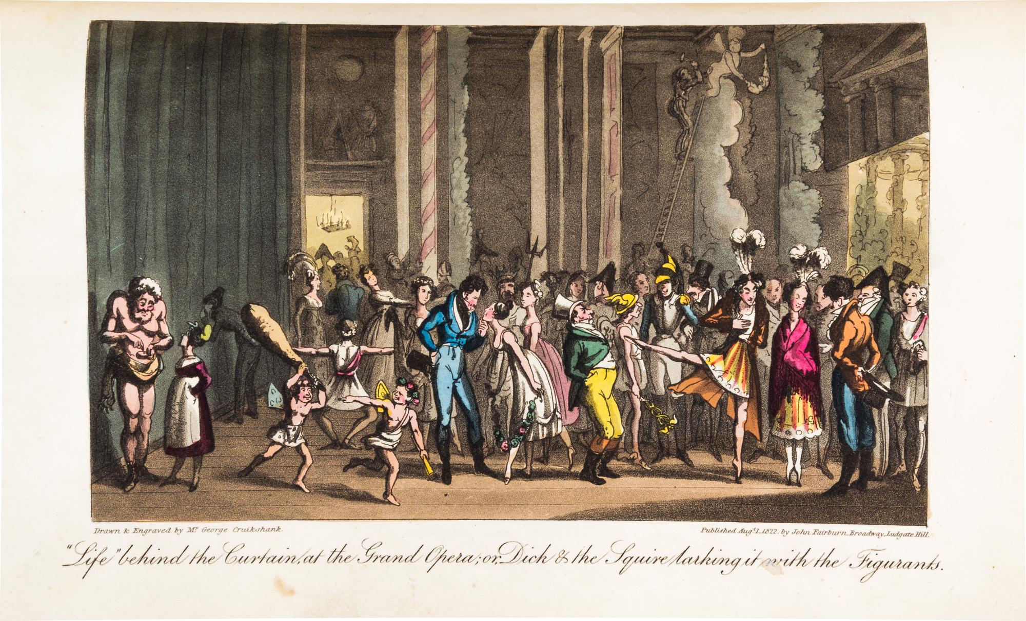 (CRUIKSHANK, GEORGE) CAREY, DAVID. Life in Paris... London, 1822. Numerous hand-colored plates.